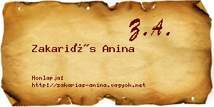 Zakariás Anina névjegykártya